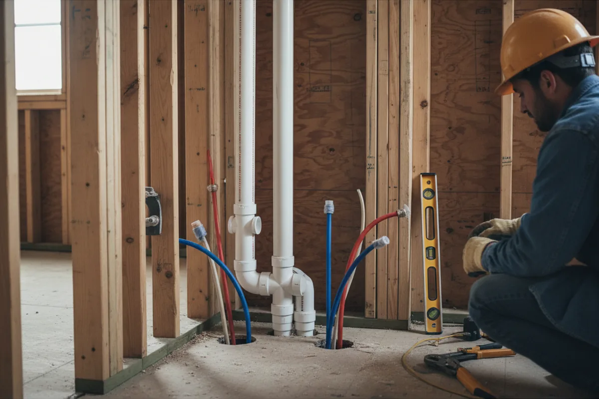 Drain and supply rough-in during Leak Detection in Avalon